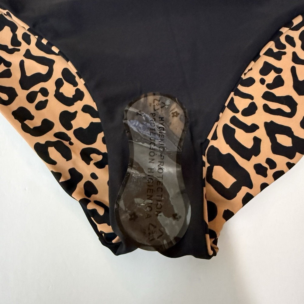 Coral Reef Womens M Reversible High Waisted Bikini Bottom Leopard Black - Picture 5 of 5